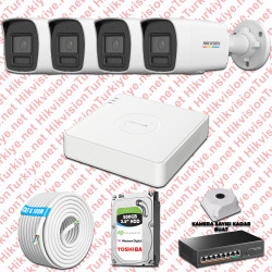 Hikvision 04 İp Kameralı Colorvu Hibrit Güvenlik Kamerası